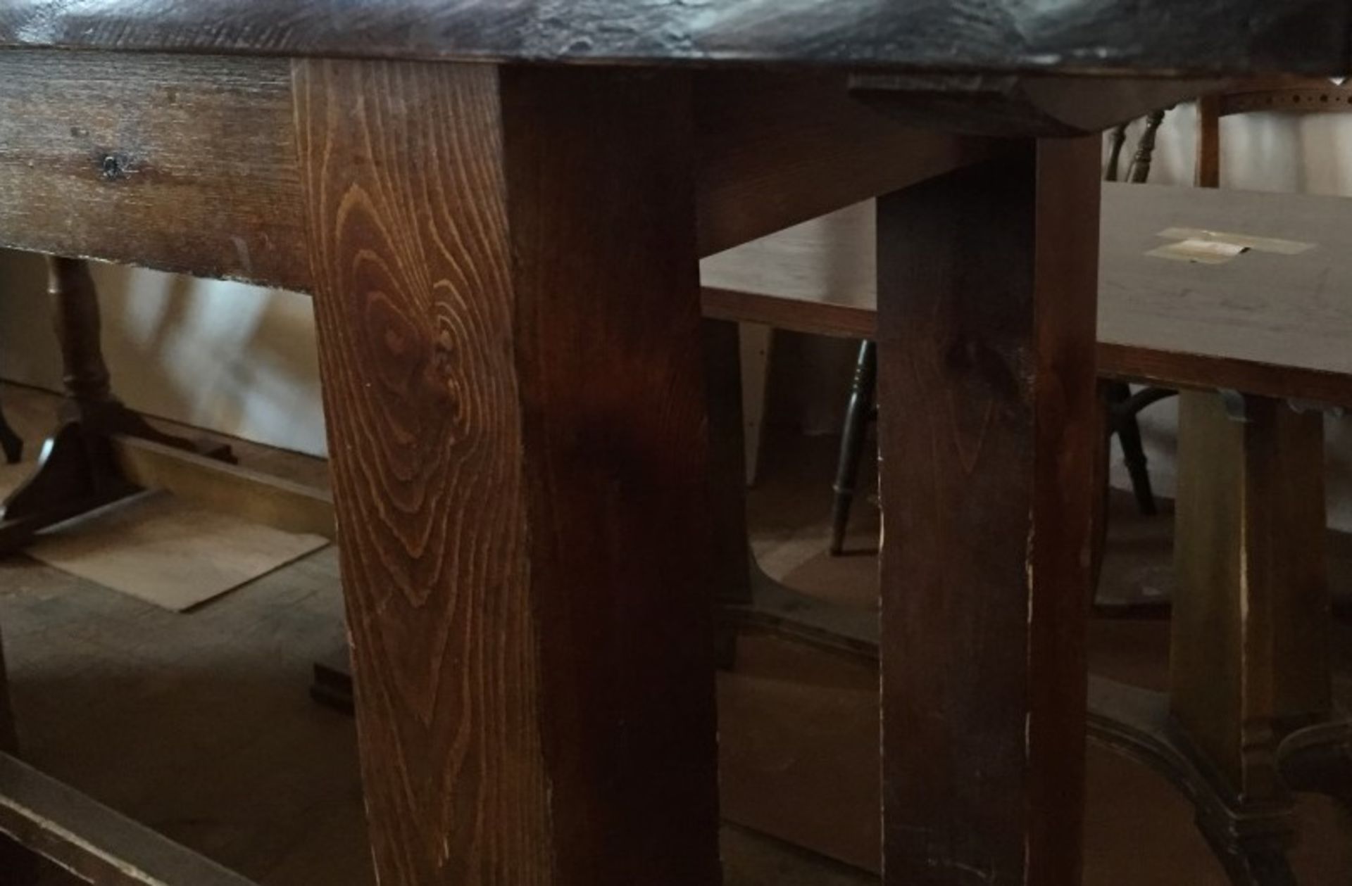 1 x Tall, Sturdy Rectangular Solid Wood Dining Table - Recently Taken From A Bar & Restaurant - Image 5 of 8