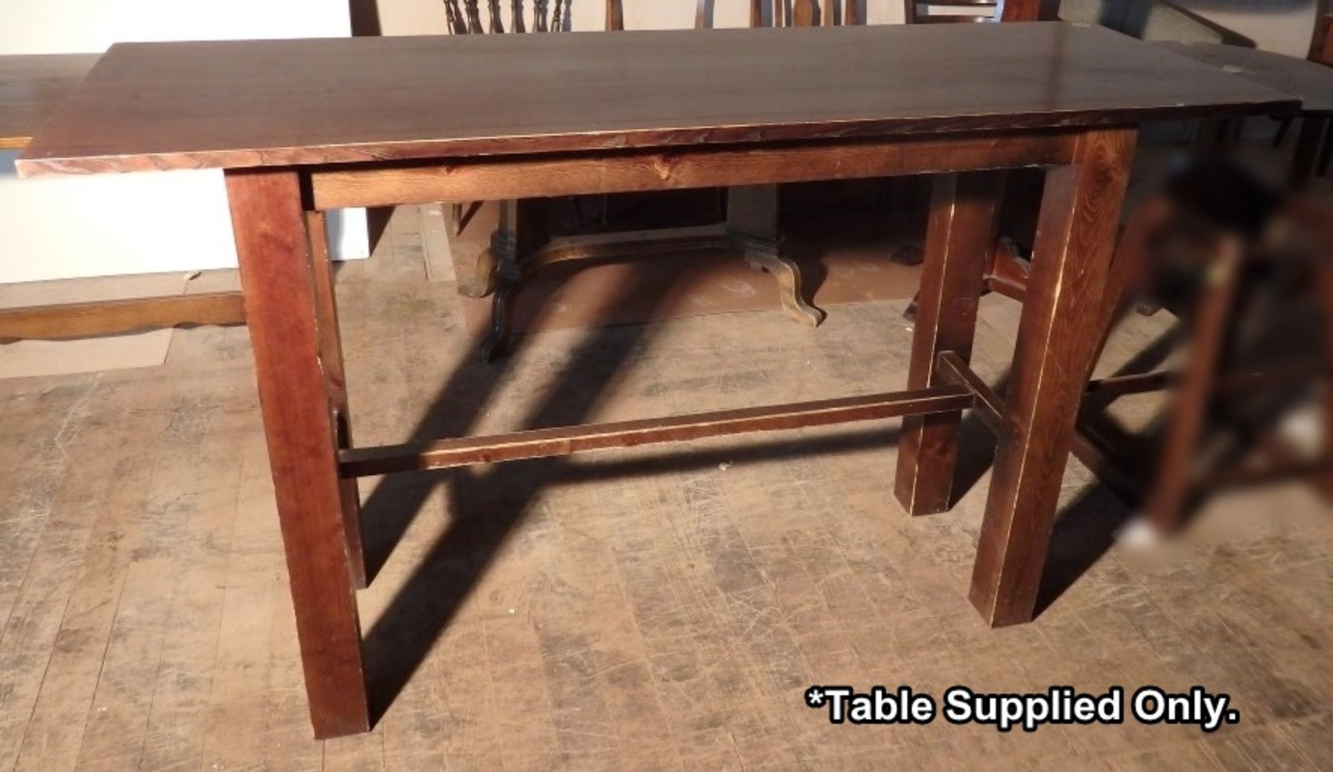 1 x Tall, Sturdy Rectangular Solid Wood Dining Table - Recently Taken From A Bar & Restaurant - Image 2 of 8