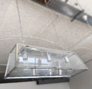 1 x Designer 3-Light Ceiling Light Fitting - Features A Glass Shade With Metal Frame, Suspended On