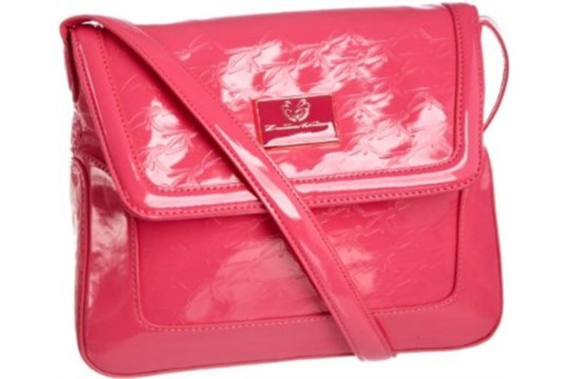 1 x Zandra Rhodes Women's "Kulus 01" Shoulder Bag - FUSHIA (Pink) - PU Patent Leather - CL008 -