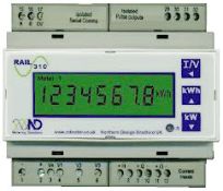 1 x Metering Solutions RAIL 310 Din Rail Mount Electric Meter - LCD Display, Pulse Outputs, 3 Phase