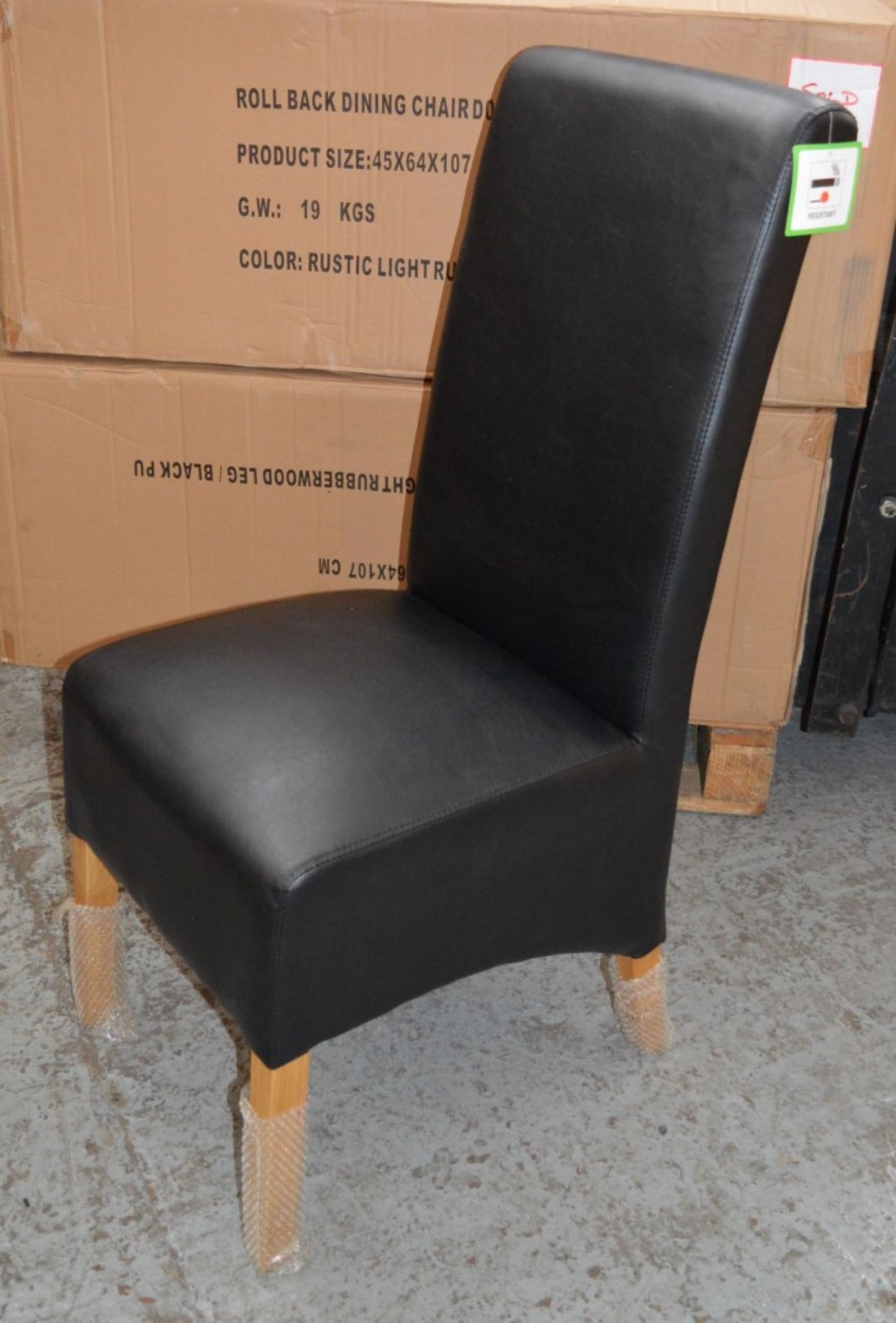 2 x Black Faux Leather Dining Chairs - Seating Dimensions: W44 x D60 x Height 106cm, Seat Height 47c - Image 4 of 7