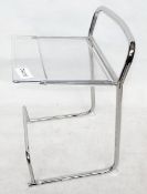 1 x Modern Designer Chair - Features A Sturdy Metal Tube Frame and Clear Perspex Seat - Dimensions: