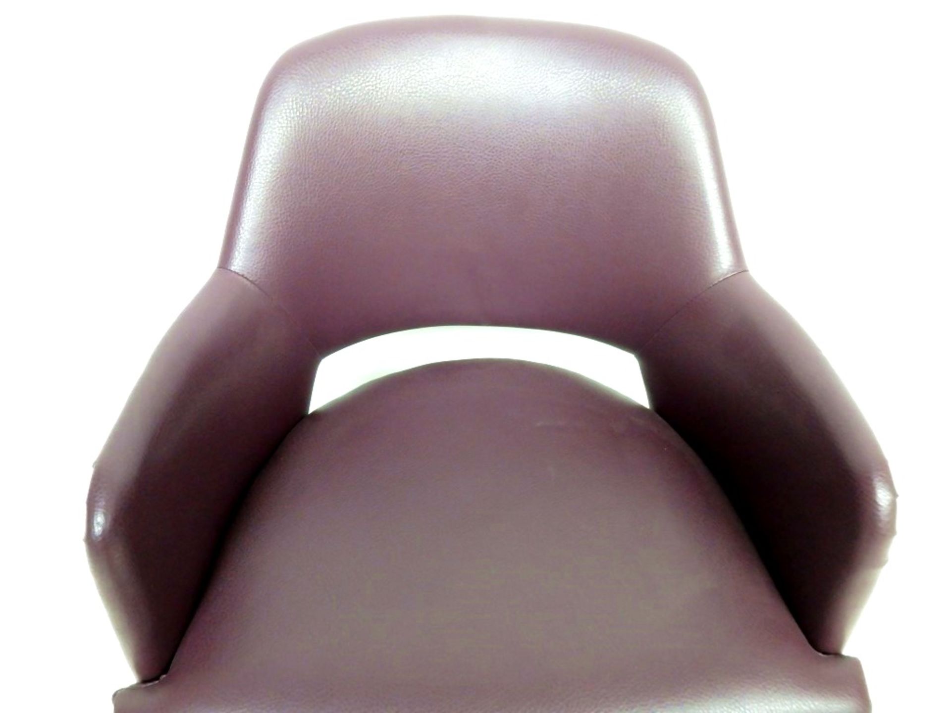 1 x Low Profile Swivel Chair Upholstered In A Rich Plum Leather - Dimensions: W60 x D50 x H62cm - Re - Image 2 of 4