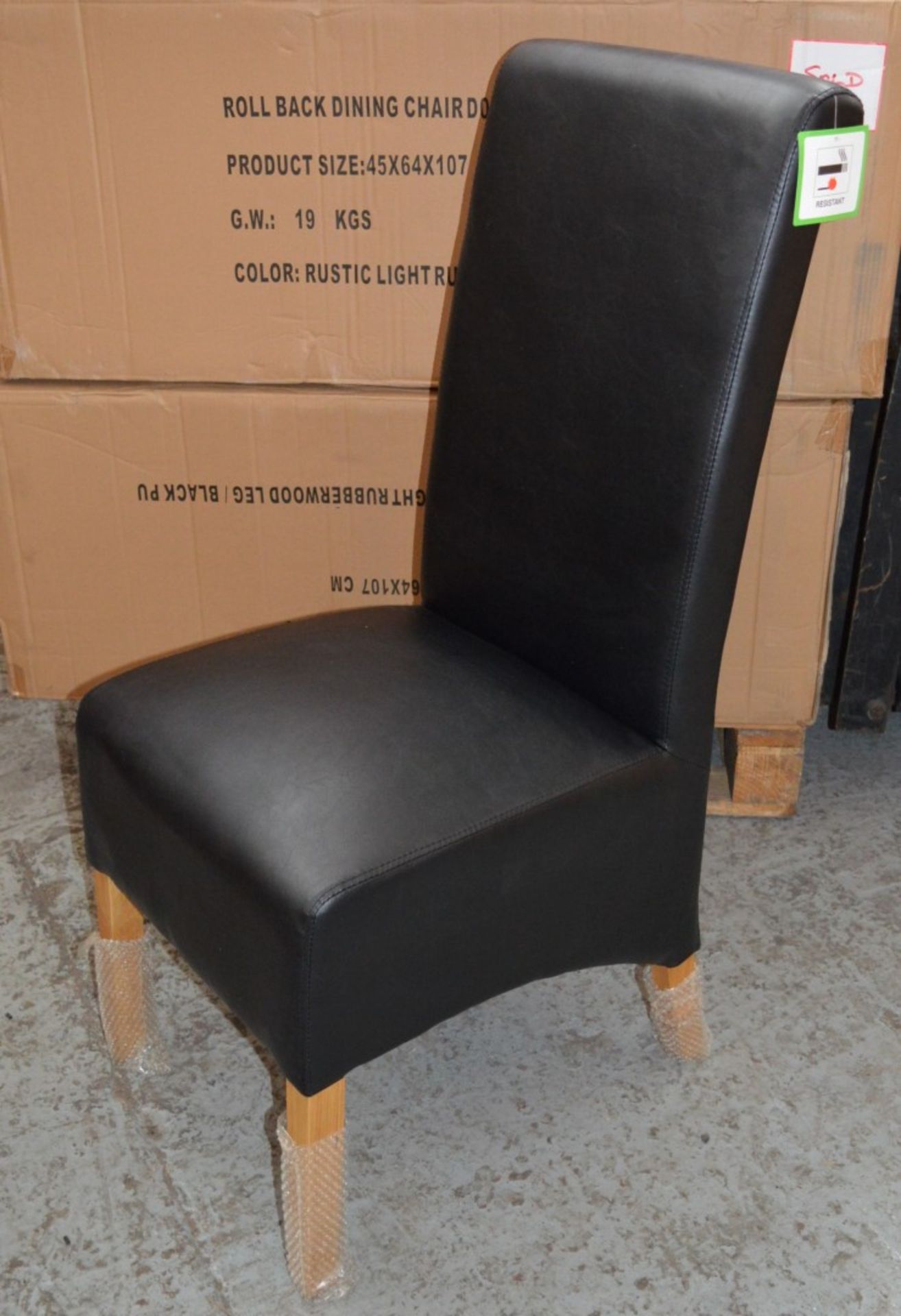 4 x Black Faux Leather Dining Chairs - Seating Dimensions: W44 x D60 x Height 106cm, Seat Height 47c