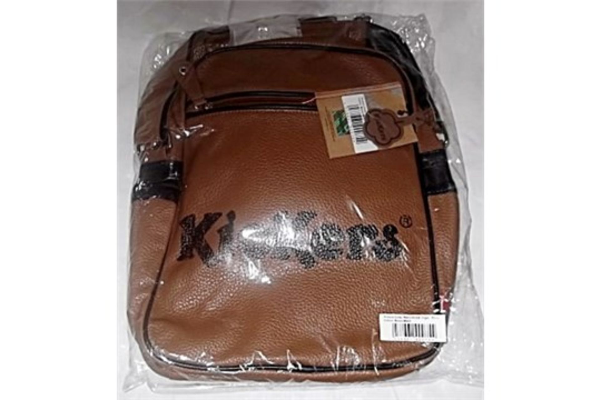 1 x Kickers Unisex "RETRO 3" Zip Up Shoulder Bag - Brown & Black - Ideal for work/college - Ref - Image 2 of 3