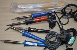 6 x Various 240v Soldering Irons - Brands Include Weller and Draper - CL300 - Ref JP105 - Location: