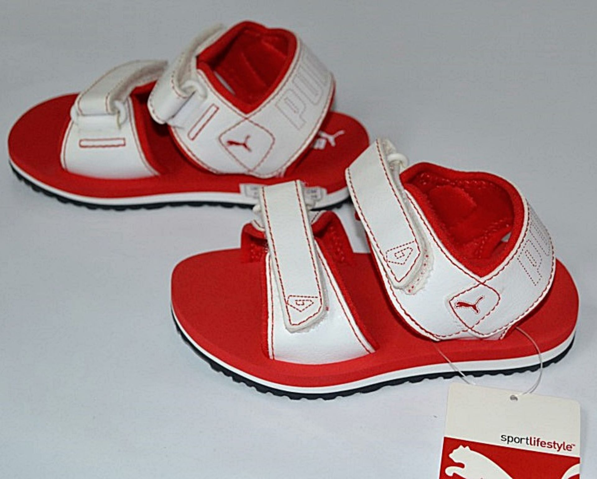 1 x Pair Of PUMA "Rundall Kids II" Trainers - Size: UK Child 7 - Colour: Red / White - CL155 - - Image 2 of 4