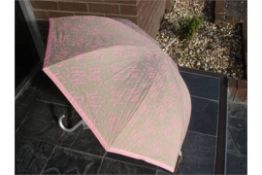 1 x Paris Hilton Umbrella - Pink & Latte - CL008 - Brand New in Original Packaging - 90cm Long -