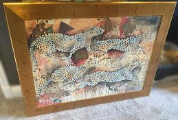 1 x Large Leopard / Cheetah Framed Art Print - Dimensions: 120cm x Height 95cm - Pre-owned In Very G