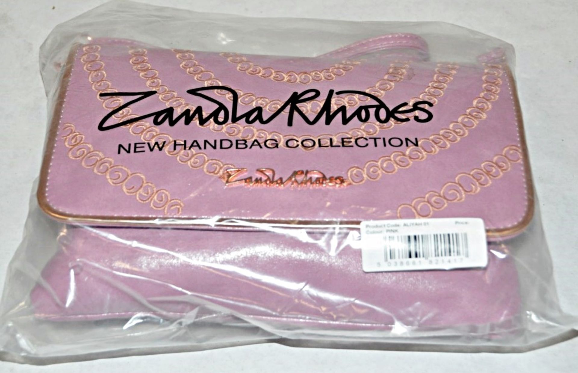 1 x Zandra Rhodes Women's "Aliyah 01" Across Body / Shoulder Bag - PINK - PU Leather – Elegant - Image 2 of 4