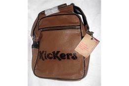 1 x Kickers Unisex "RETRO 3" Zip Up Shoulder Bag - Brown & Black - Ideal for work/college - Ref