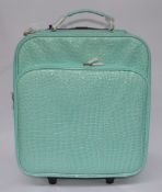 1 x Womens Travel Case - Snakeskin Effect Turquoise Travel Case With Adjustable Handle, Padlock,