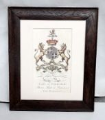 1 x Framed Historical Print - Henry Padget / Coat Of Arms - Dimensions: H65 x W54cm - Recently Remov