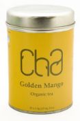 12 x Tins of CHA Organic Tea - GOLDEN MANGO - 100% Natural and Organic - Includes 12 Tins of 25 Roun