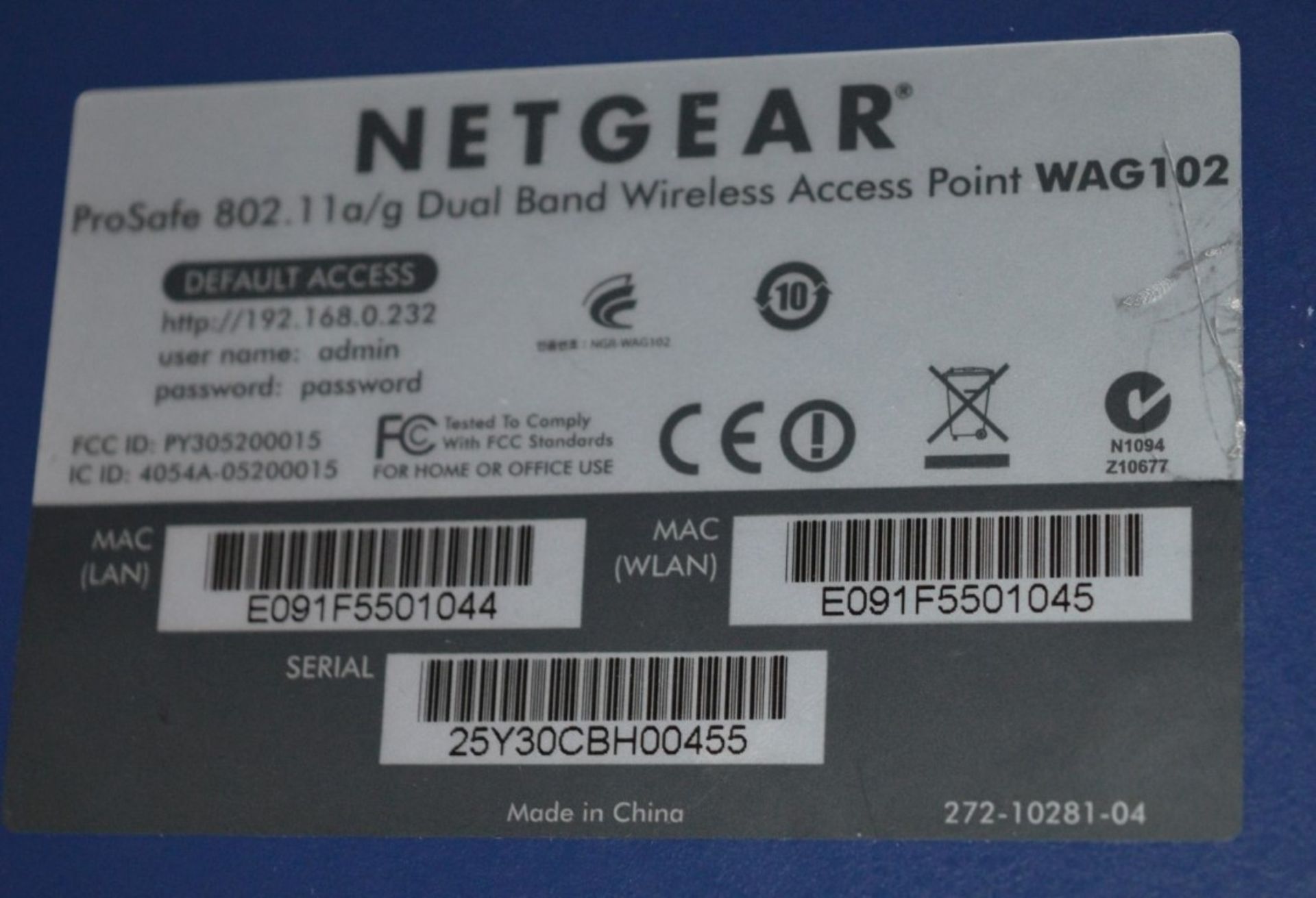 1 x Netgear WAG102 ProSafe Dual Band Wireless Access Point - Wireless Access Point For Upto 128 Simu - Image 3 of 3
