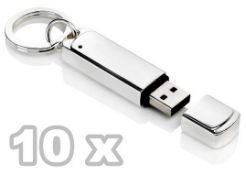 10 x ICE London Silver Plated 8GB USB Flashdrive Keyrings - Brand New & Sealed Stock - Ref: