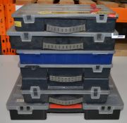 6 x Various Sized Organiser Cases With Contents - Crimping Terminals, Bolts, Nuts, Washers, Cable Ta