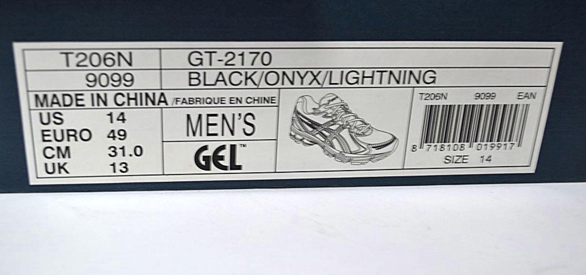 1 x Pair Of ASICS "GT-2170" Mens Trainers - Adult Size: UK 13 - Colour: Onyx Black - CL155 - Ref: - Image 2 of 5