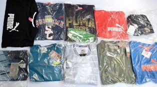 10 x Assorted PUMA & NIKE Branded T-Shirts & Vests - Various Sizes: Mostly Adult Large - New With