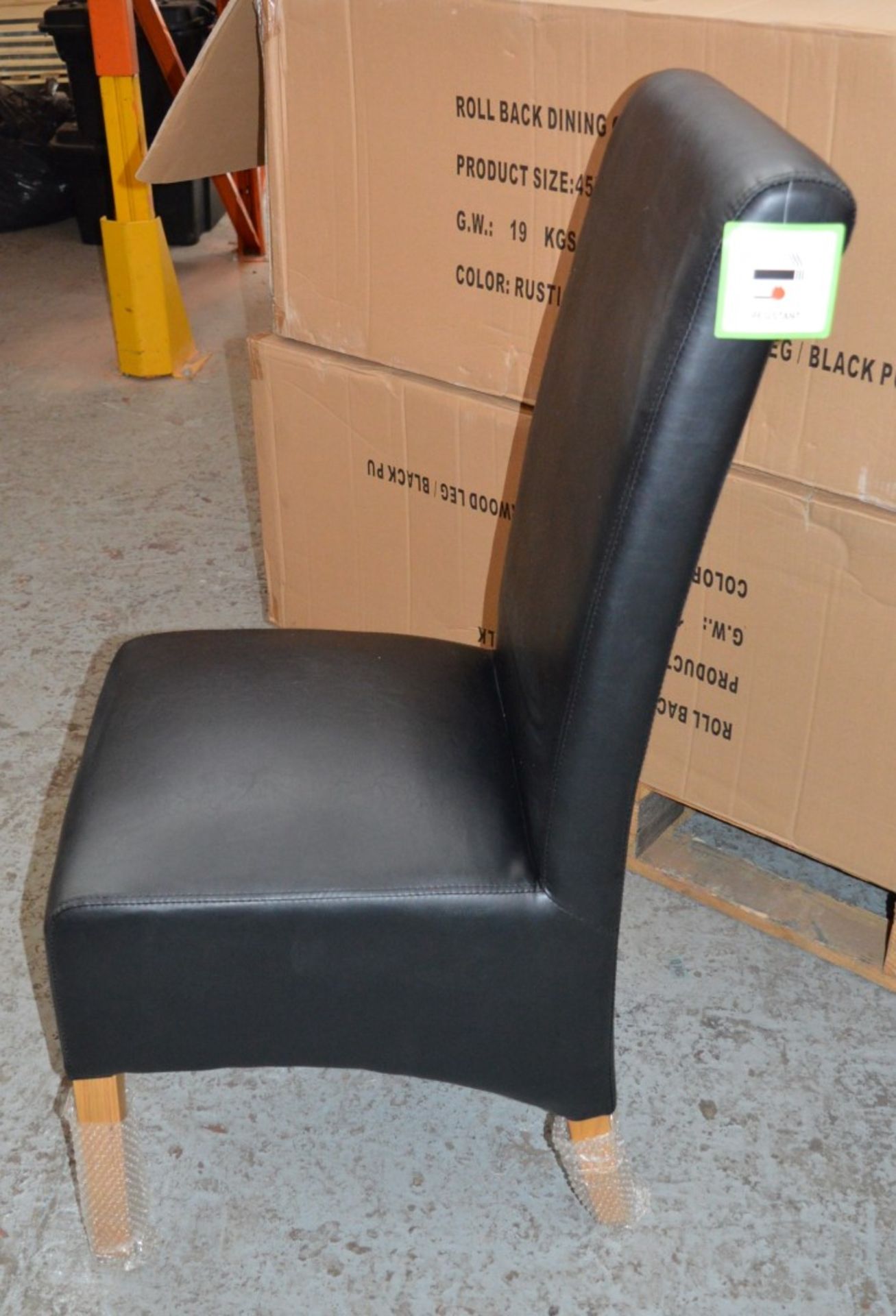 4 x Black Faux Leather Dining Chairs - Seating Dimensions: W44 x D60 x Height 106cm, Seat Height 47c - Image 6 of 7