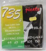 1 x Set of Picato 735's Nickel Roundwould Longscale 5 String Bass Strings - Made in the UK - Brand N
