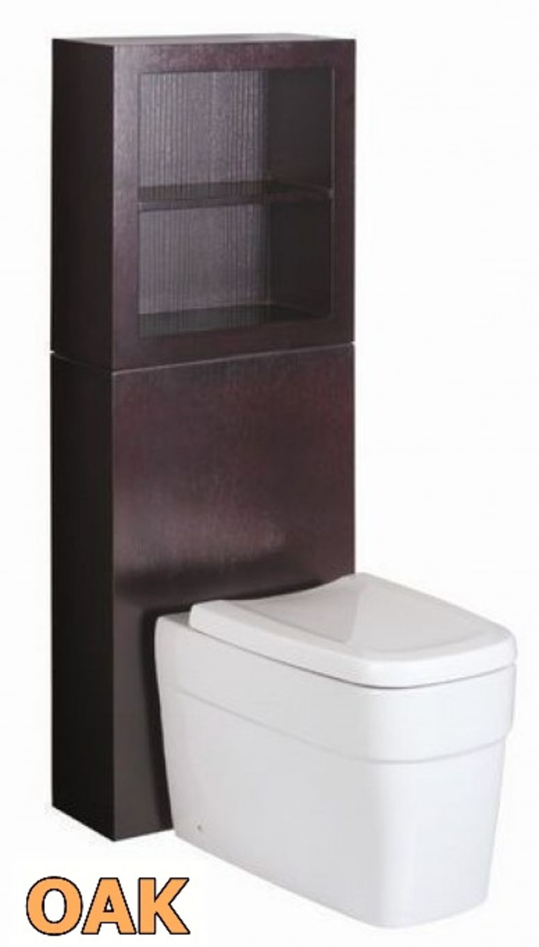 1 x Vogue ARC Series 2 Back to Wall TOILET PAN CISTERN UNIT With Additional Top Shelf Unit - OAK - Image 2 of 2