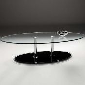 1 x Designer Chelsom ORBIT Coffee Table - CL081 - Black Tempered Glass Base With Clear Tempered