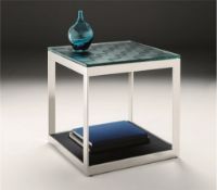 1 x Designer Chelsom WEAVE Lamp Table - CL081 - Slim and Sleak Aluminium Base Supporting A layer