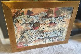 1 x Large Leopard / Cheetah Framed Art Print - Dimensions: 120cm x Height 95cm - Pre-owned In Very