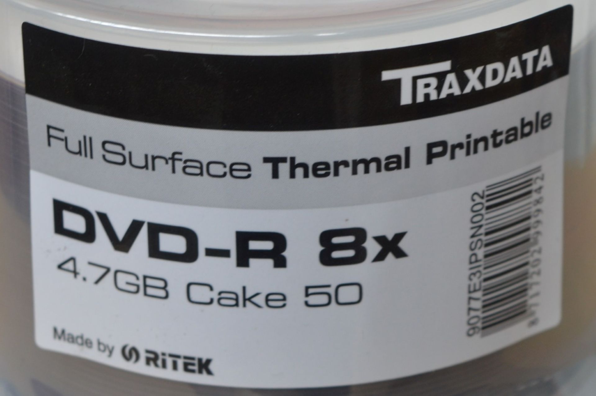 150 x Traxdata Full Surface Thermal Printable DVDR 8X Discs - Includes 3 x 4.7gb Cake of 50 - Image 3 of 4