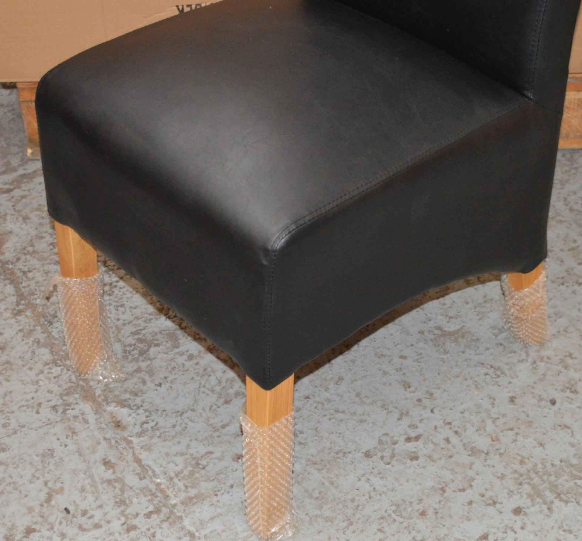 2 x Black Faux Leather Dining Chairs - Seating Dimensions: W44 x D60 x Height 106cm, Seat Height - Image 6 of 7