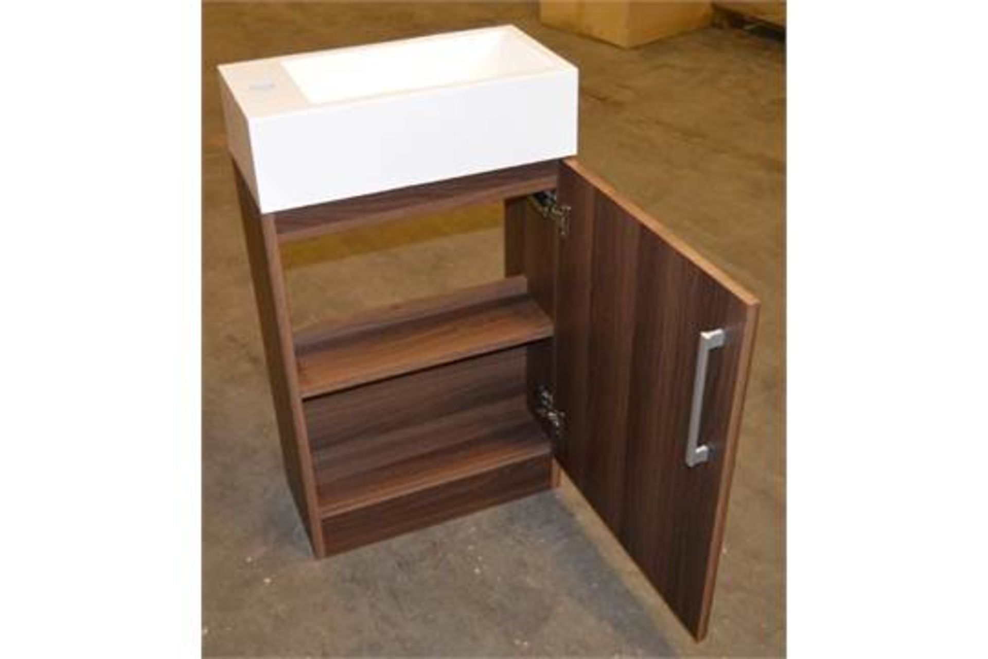 1 x Vogue Bathrooms JUNO Floor Standing VANITY UNIT With SINK BASIN - Contemporay WALNUT Finish - - Image 5 of 6