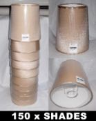 150 x DESIGNER TAPERED CYLINDER LIGHT SHADES By Chelsom - CL043 - Each Features A Silky Fabric In