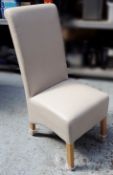 2 x Faux Leather Dining Chairs - Colour: Cream (Ivory) - Seating Dimensions: W44 x D60 x Height