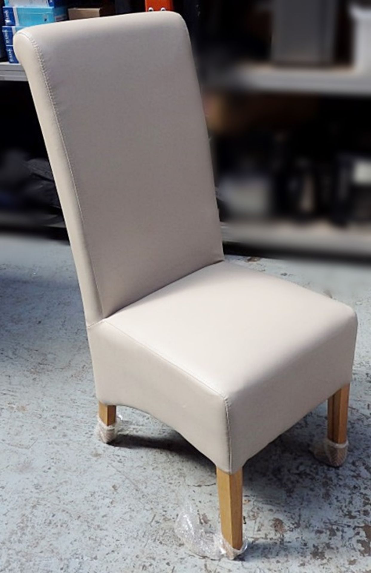 2 x Faux Leather Dining Chairs - Colour: Cream (Ivory) - Seating Dimensions: W44 x D60 x Height