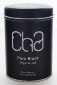 60 x Tins of CHA Organic Tea - PURE BLACK - 100% Natural and Organic - Includes 60 Tins of 25