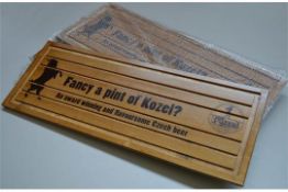 4 x Wooden KOZEL Beer Drip Trays - Unused Bar Accessories - Size 60 x 22.5cm - CL011 - Ref