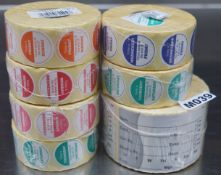 7 x Rolls of Food Safety Stickers - Monday, Wednesday, Thursday and Friday Throw Away Day Food