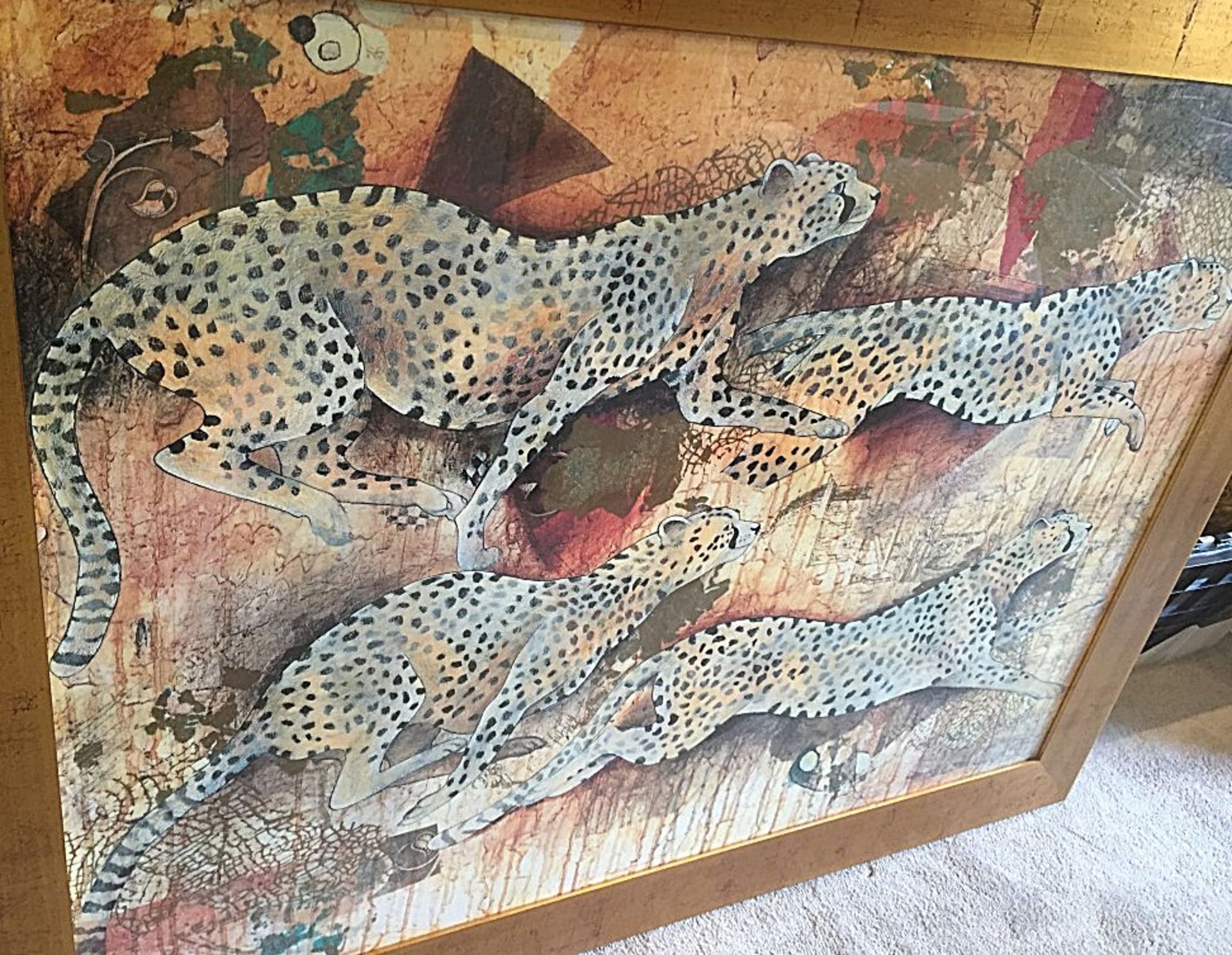 1 x Large Leopard / Cheetah Framed Art Print - Dimensions: 120cm x Height 95cm - Pre-owned In Very - Image 2 of 6
