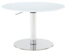 1 x ROSET Bobine Table Top White Lacquered Glass - In Good Working Condition - Dimensions: Diameter:
