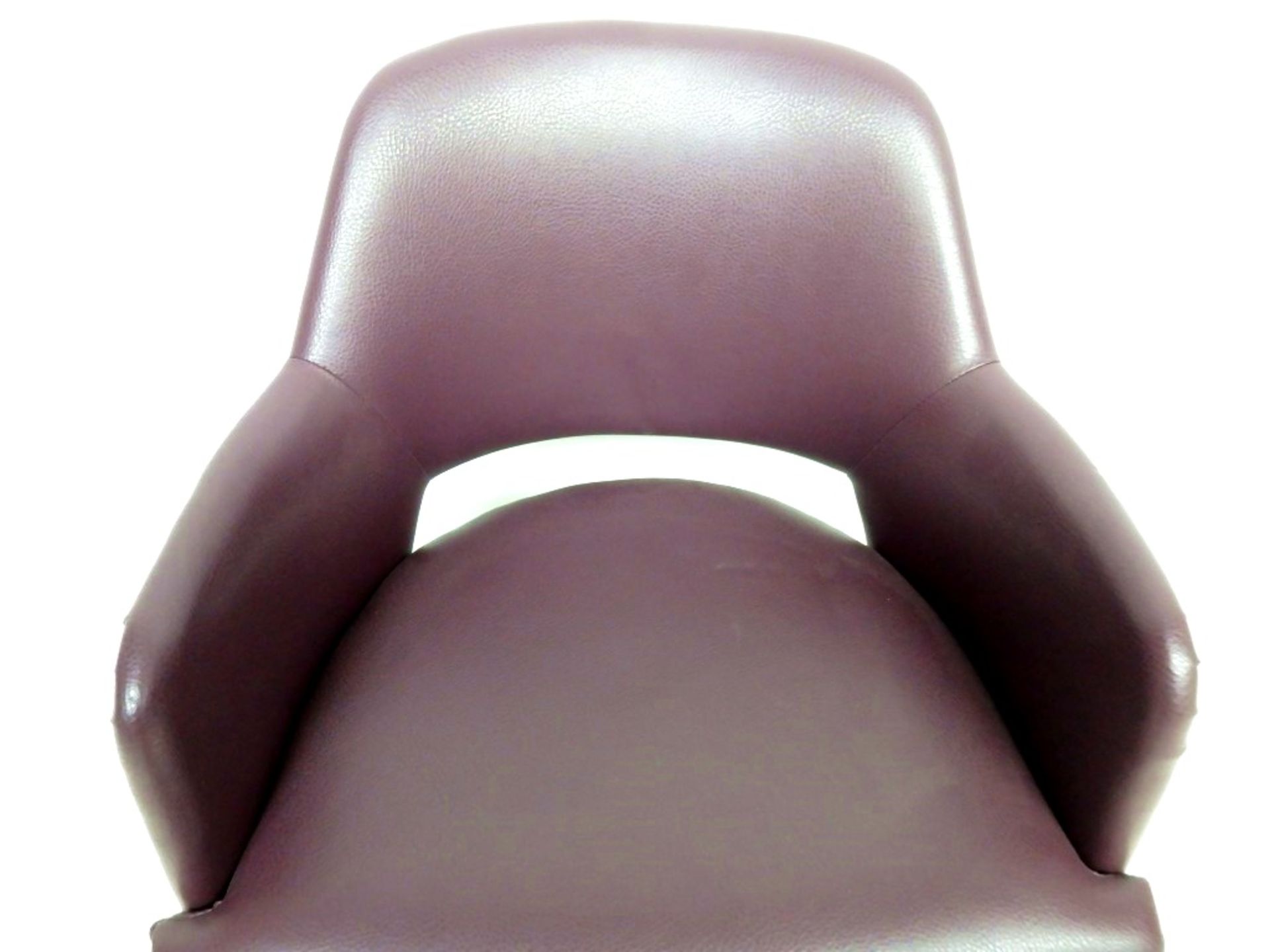 1 x Low Profile Swivel Chair Upholstered In A Rich Plum Leather - Dimensions: W60 x D50 x H62cm - - Image 4 of 4