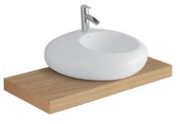 1 x Contemporary Villeroy & Boch Pure Stone Floating Shelf With Sink Basin and Chrome Waterfall