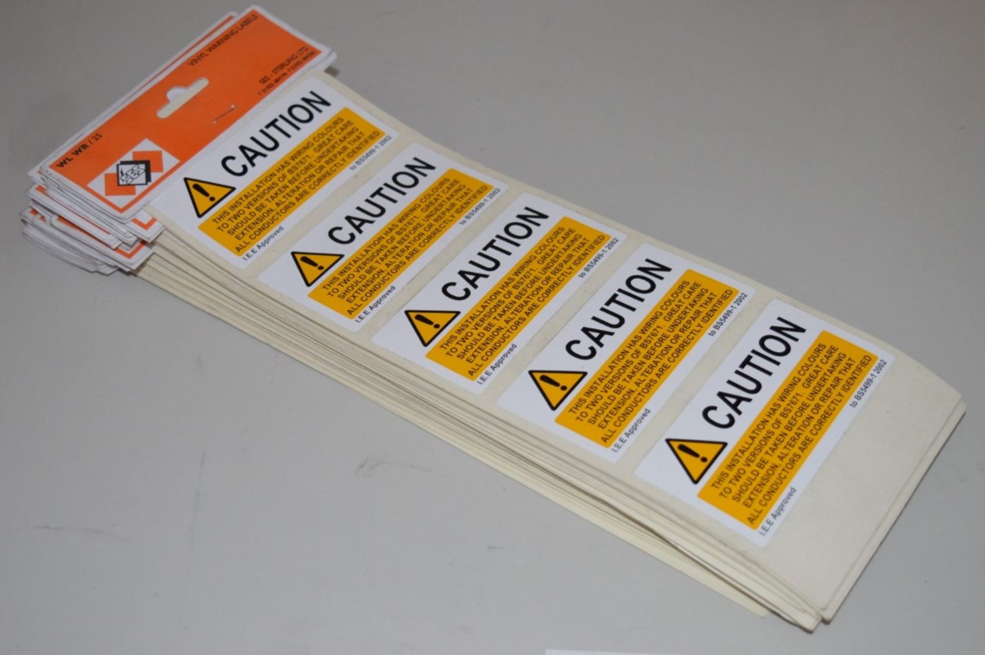 500 x Caution BS7671 Lables - Includes 20 x Packs of x 25 Lables - For Use on Electrical Equipment - Image 5 of 8