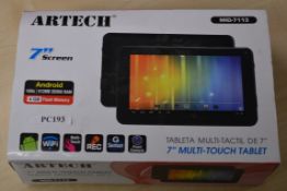 1 x Artech 7 Inch Tablet Computer - Spares or Repairs - Cracked Screen - 1ghz Processor, 512mb