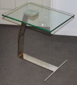 1 x Designer Chelsom Lamp Table - CL081 - Chrome Base With Clear Tempered Glass Top - Stunning