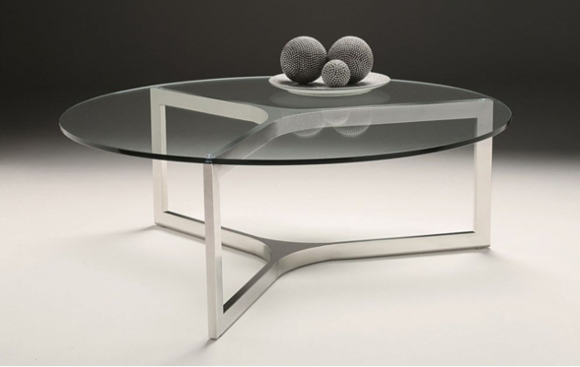 1 x Designer Chelsom REVOLVE Coffee Table - CL081 - Laser Cut Polished Stainless Steel Base With