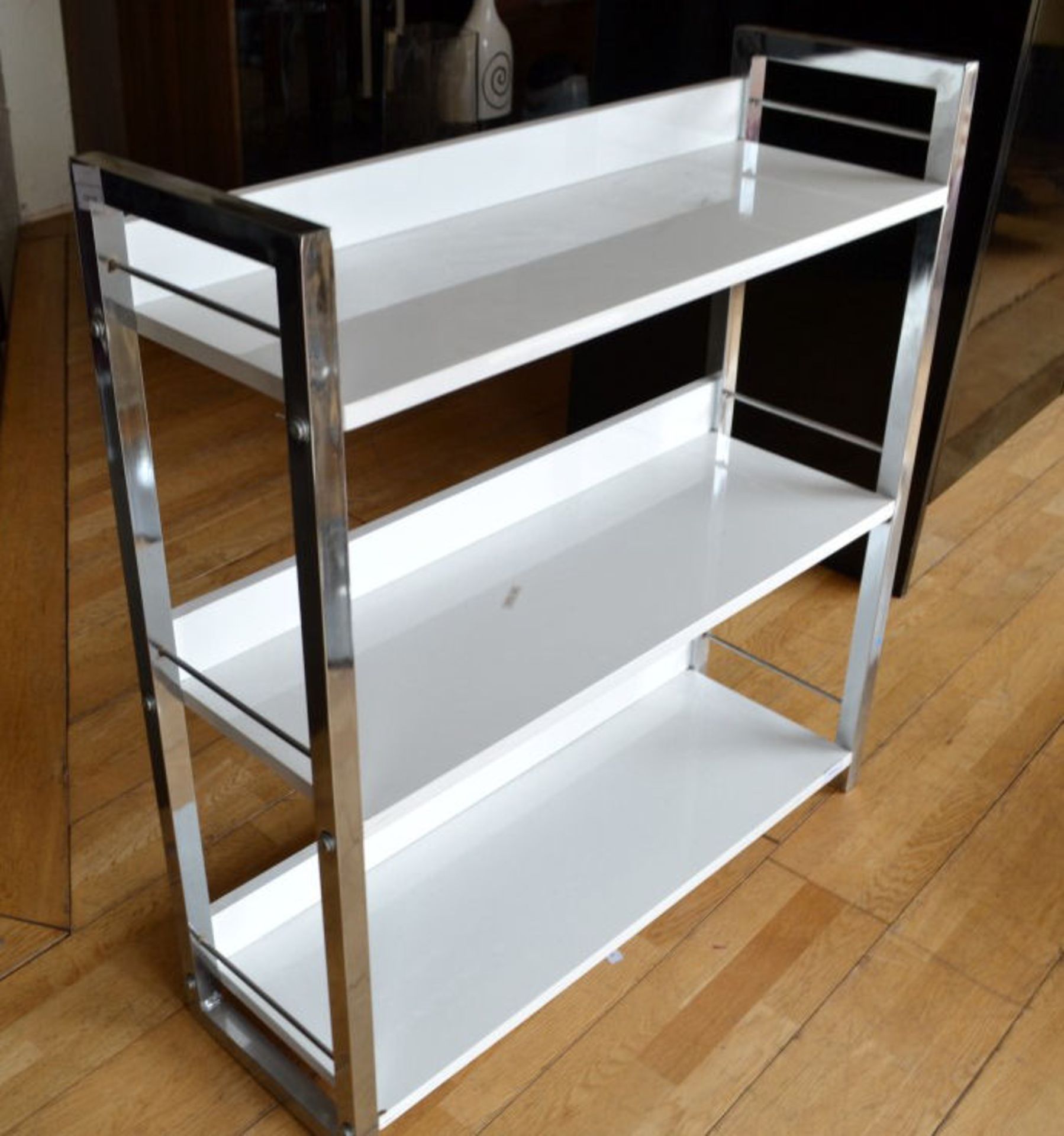 1 x Modern White And Silver 3 Tier Shelf Unit - Image 2 of 5