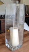 1 x Large Square Glass Candle Holder