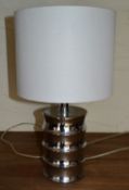 1 x Retro-Style Cylindrical Chrome Lamp With Cream Shade